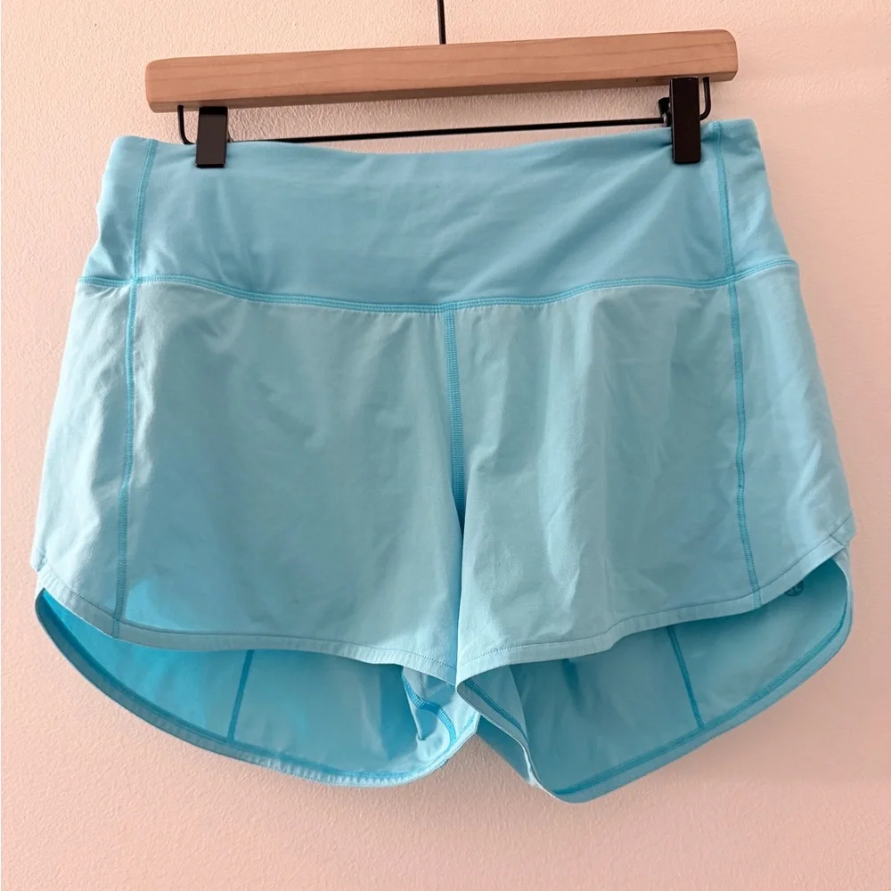 Lululemon Speed Up Shorts Blue Mid Rise blue chill size 8 - Picture 2 of 7